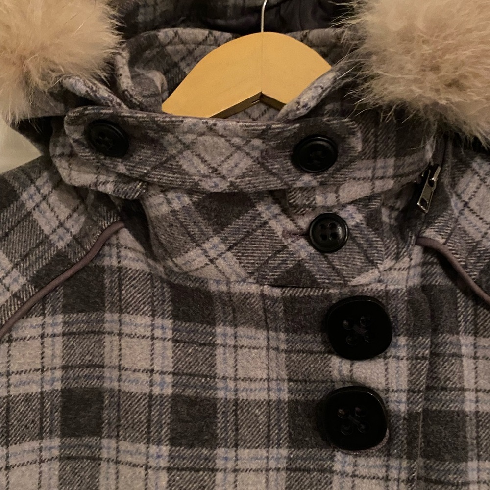 Soia & Kyo Plaid Winter Coat with Fur Trim - Picture 8 of 8